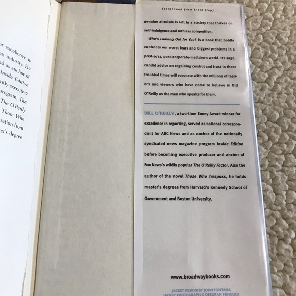 Who's Looking Out for You? Bill O'Reilly Hardcover Book 
214 Pages - Picture 8 of 9